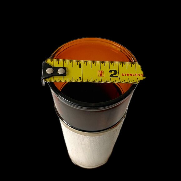 VTG Siesta Ware Tumbler Amber Glass w Walnut Wood Veneer Wrap Jacket - Picture 10 of 11